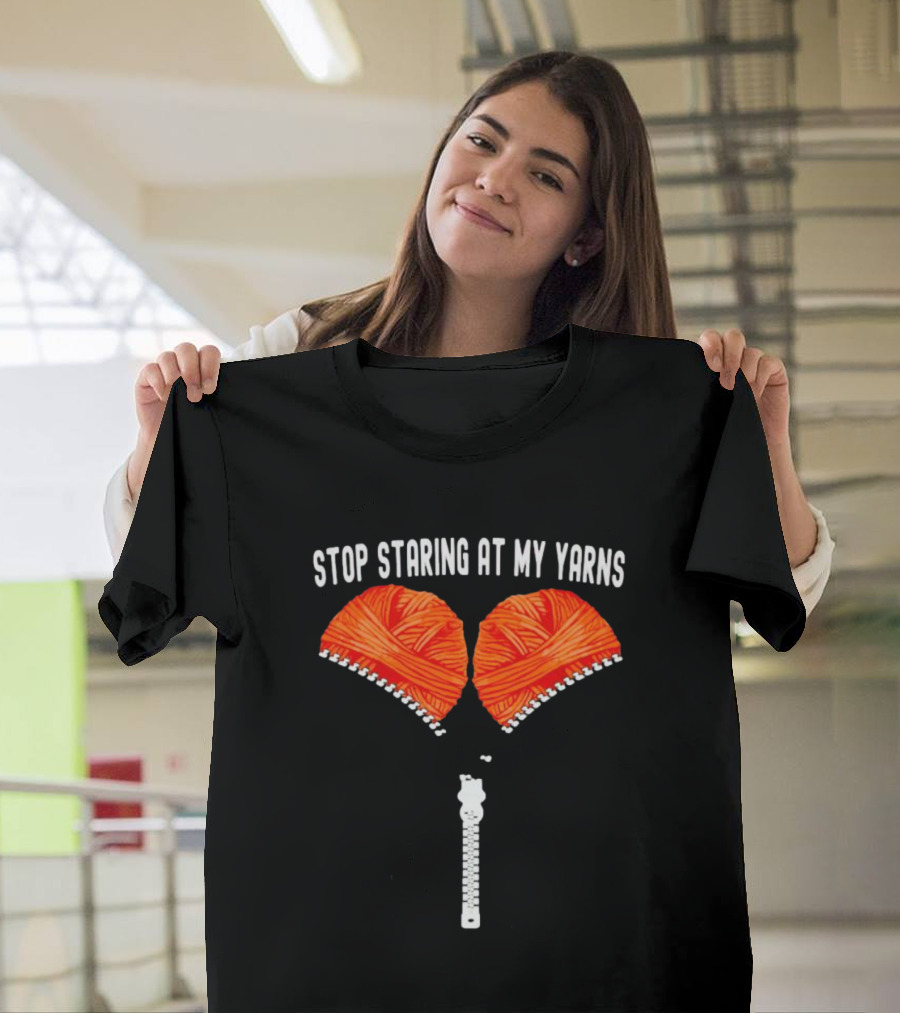 Stop Staring at My Yarns with Knitted Zipper T-Shirt