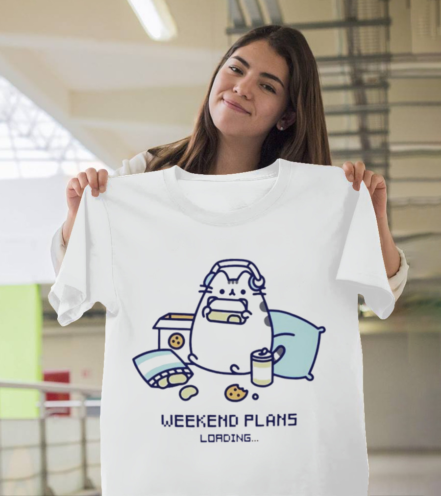 Weekend Plans Loading Cat Headphones Snacks Pillow T-Shirt