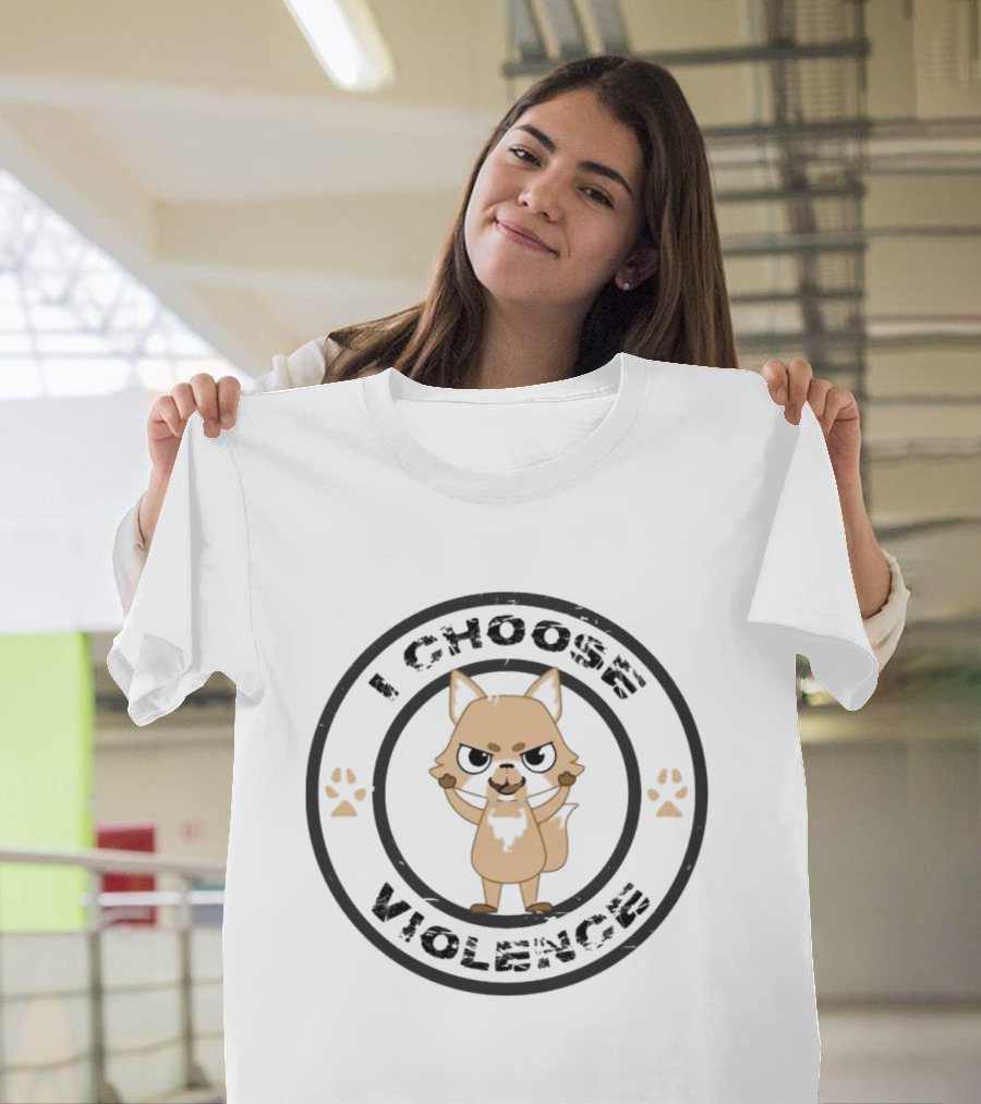 I Choose Violence Angry Fox with Paw Prints T-Shirt