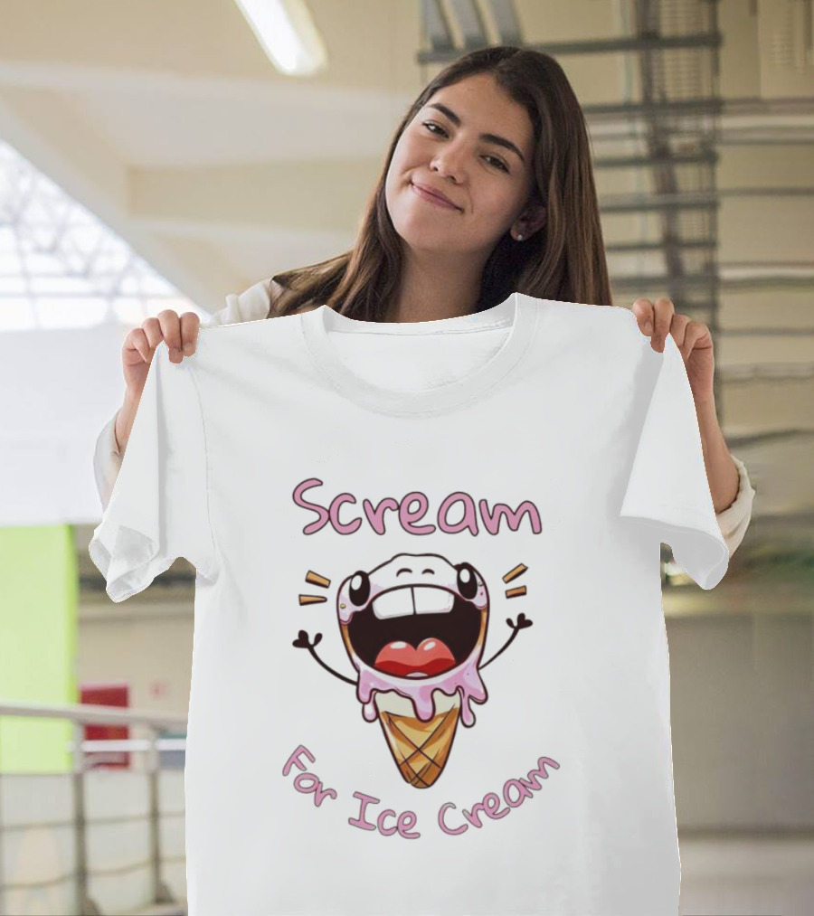 Scream For Ice Cream Cute Melting Cone Emoji T-Shirt