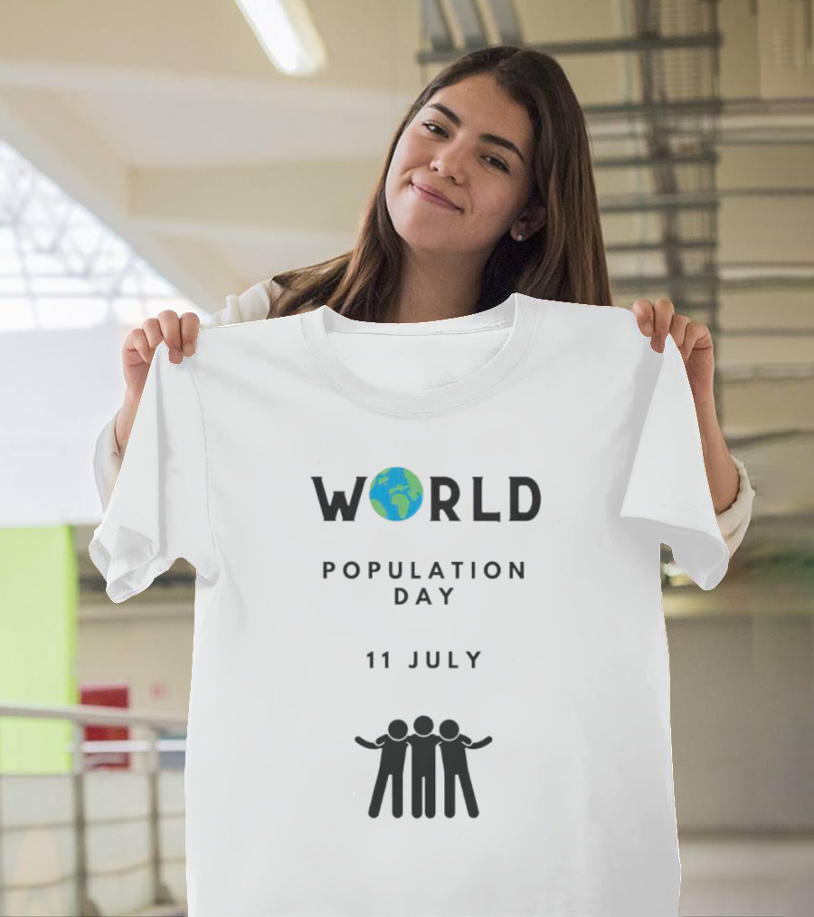World Population Day 11 July Earth And Unity T-Shirt