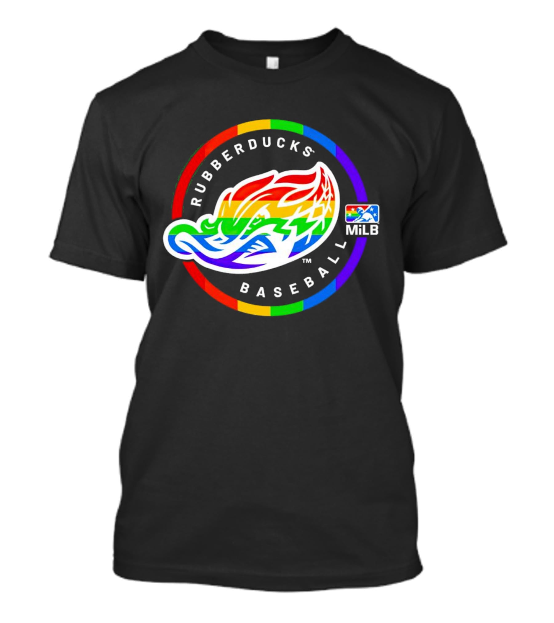 Akron RubberDucks Baseball MiLB Pride Logo Rainbow T-Shirt