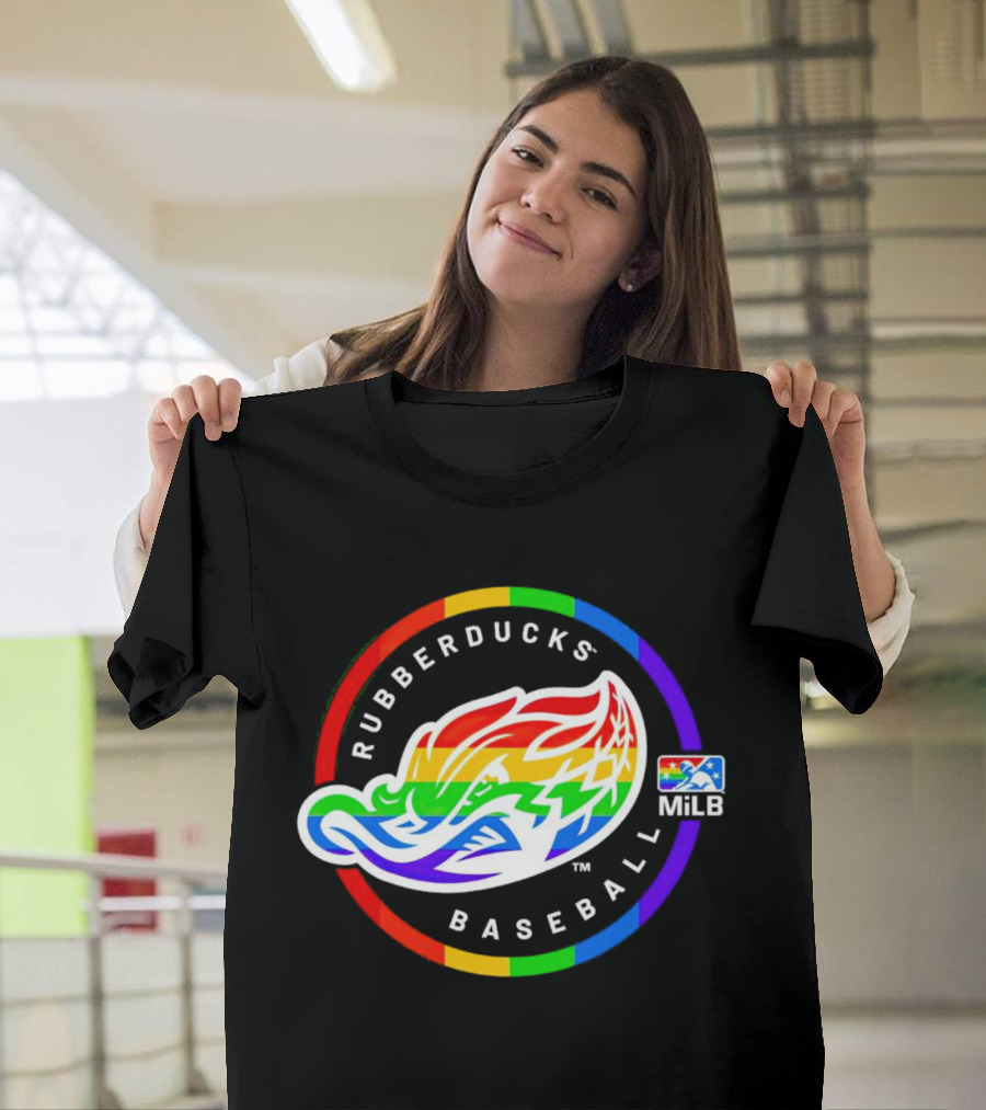Akron RubberDucks Baseball MiLB Pride Logo Rainbow T-Shirt