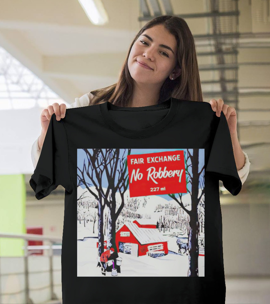 Fair Exchange No Robbery 227 Ml Winter Scene With Red Barn T-Shirt