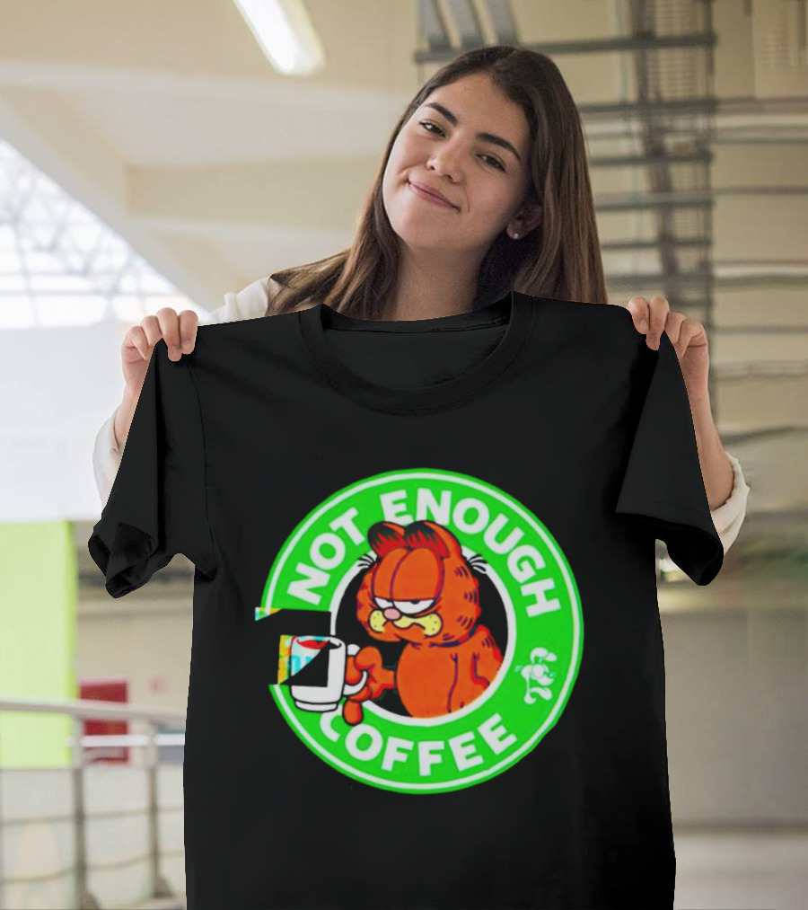 Garfield Not Enough Coffee Circular Green Badge Mood T-Shirt
