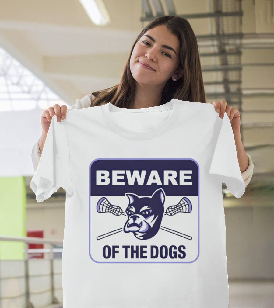 Waterdogs Lacrosse Club Beware Of The Dogs Iconic Logo With Lacrosse Sticks T-Shirt
