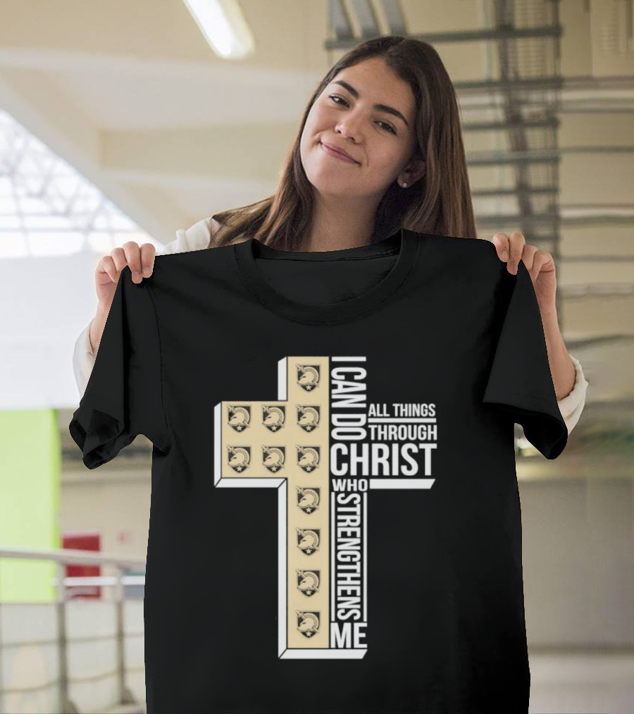Black Knights I Can Do All Things Through Christ Who Strengthens Me Cross T-Shirt