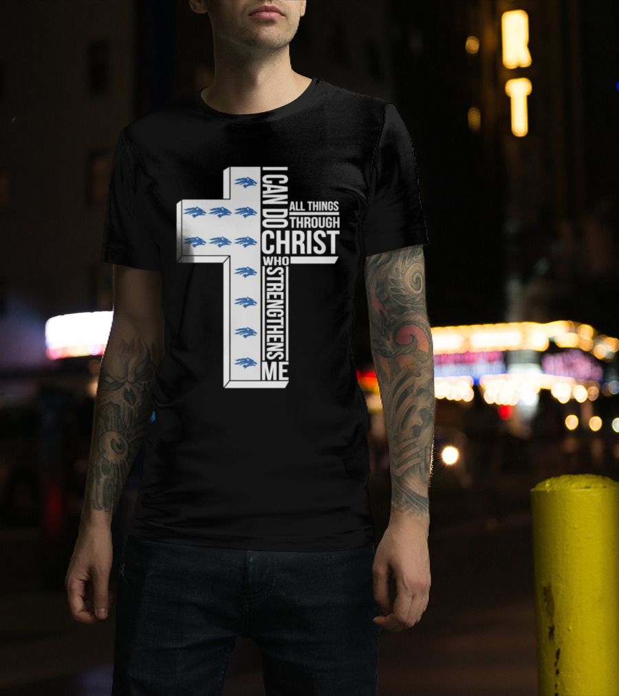 Nevada Wolf Pack I Can Do All Things Through Christ Who Strengthens Me Cross T-Shirt