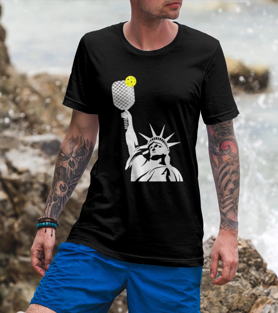 Statue Of Liberty With Pickleball Paddle And Ball T-Shirt