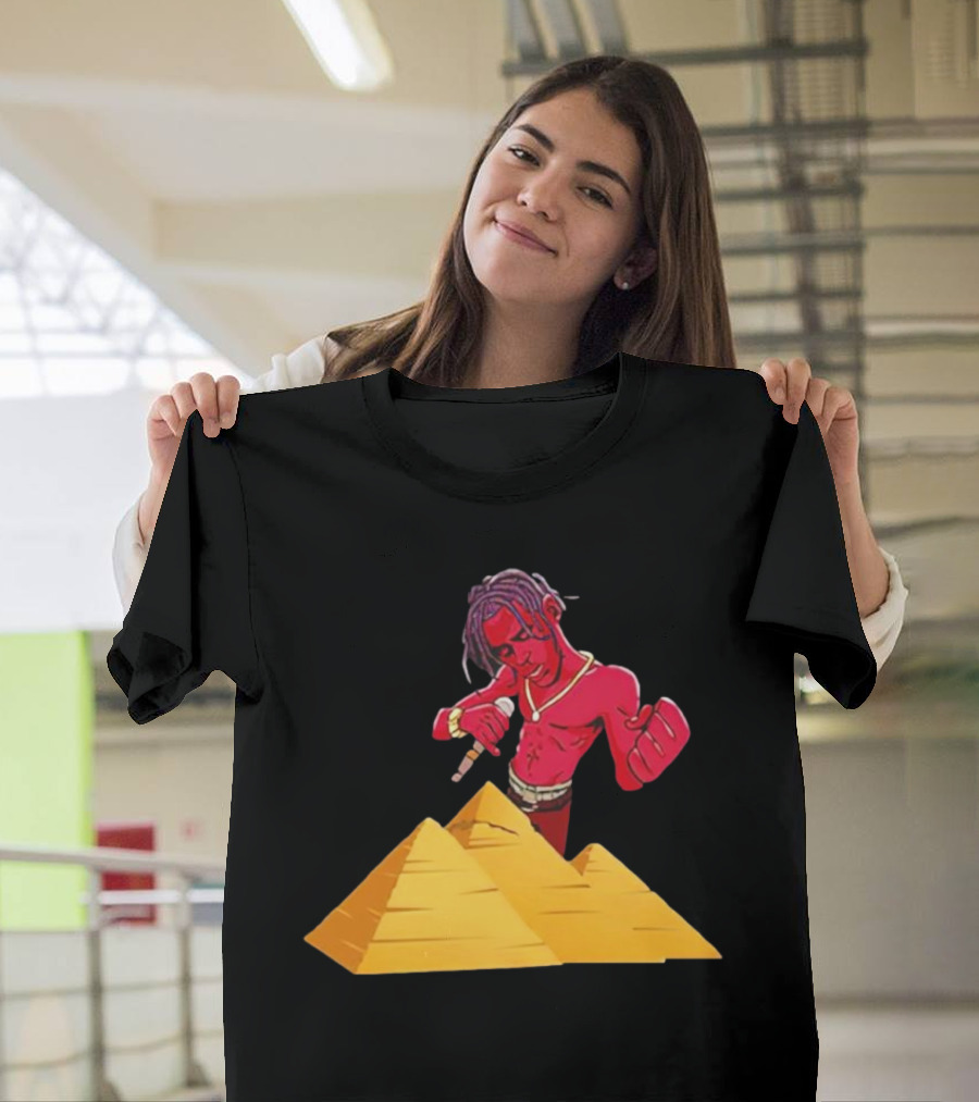 Travis Scott Pyramids Cartoon Red Figure Pyramid T-Shirt