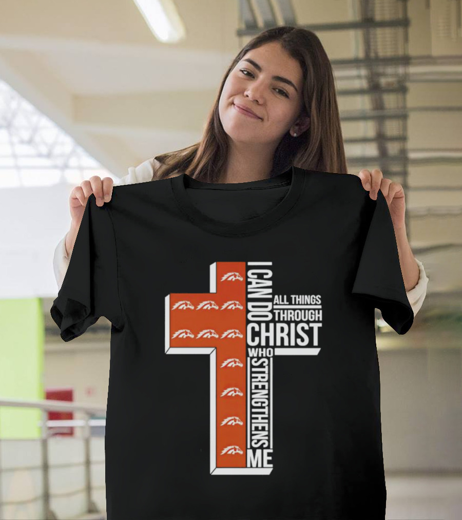 Western Michigan Broncos I Can Do All Things Through Christ Who Strengthens Me Cross T-Shirt