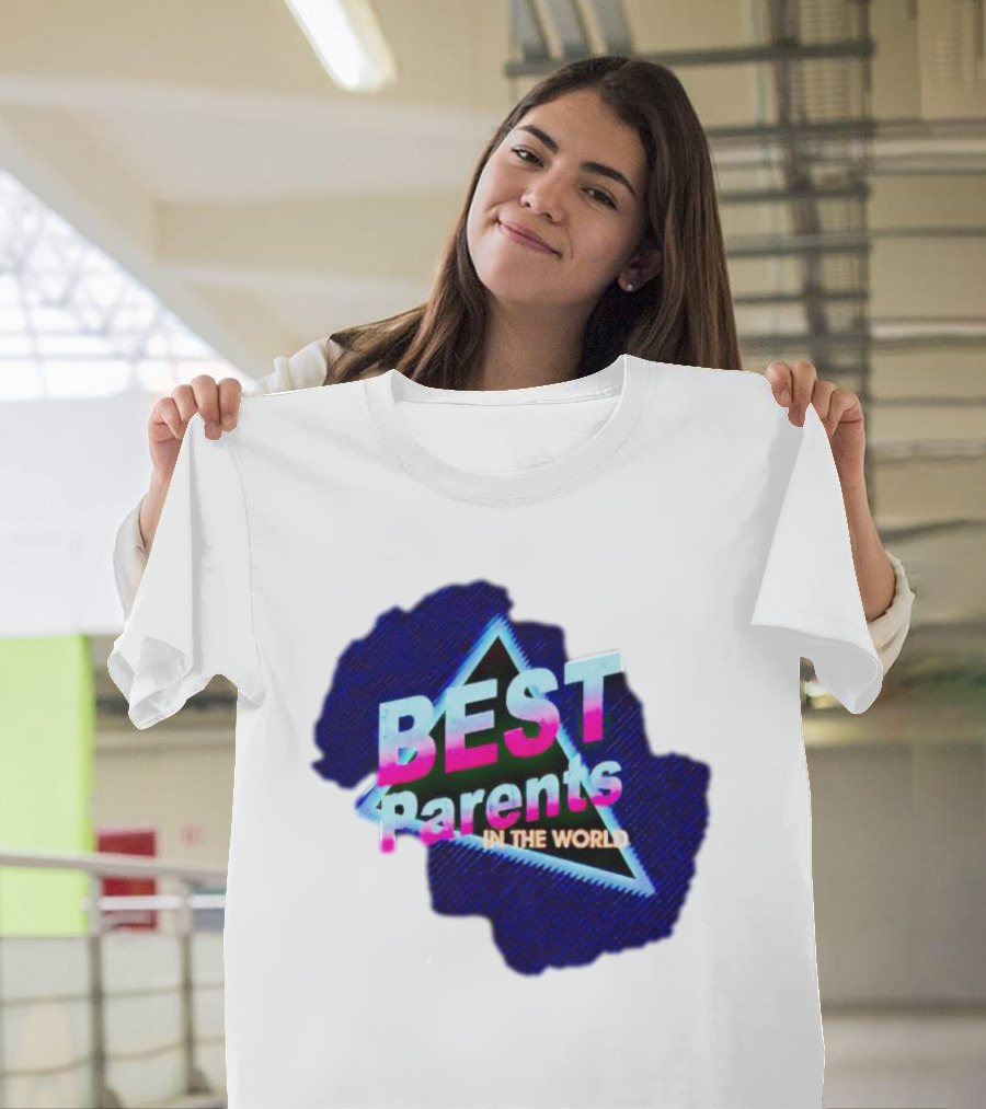 BEST Parents IN THE WORLD Retro Neon Triangle T-Shirt