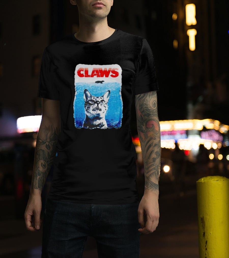 Claws Parody Cat With Fish Underwater T-Shirt