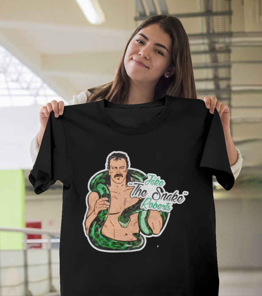 Jake the Snake Roberts Holding Green Serpent T-Shirt