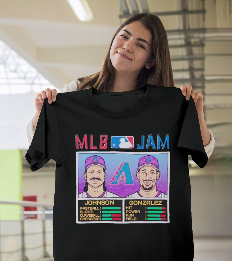 MLB Jam Arizona Diamondbacks Johnson Gonzalez Fastball Slider Curveball Changeup Hit Power Run Field T-Shirt