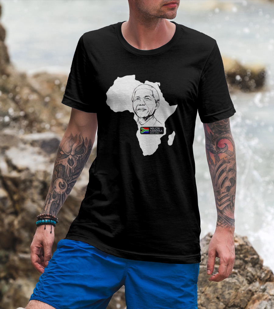 Nelson Mandela South Africa Flag Map T-Shirt