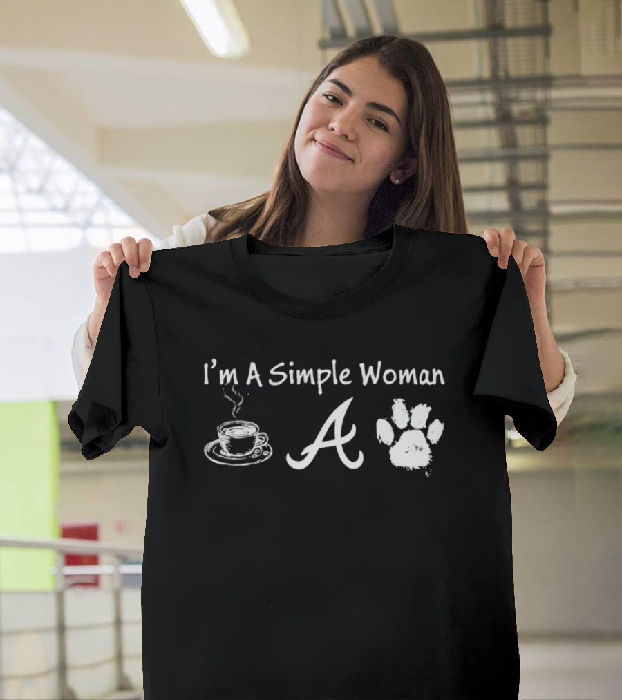 Simple Woman Who Loves Coffee Alabama Crimson And Dog Paw T-Shirt