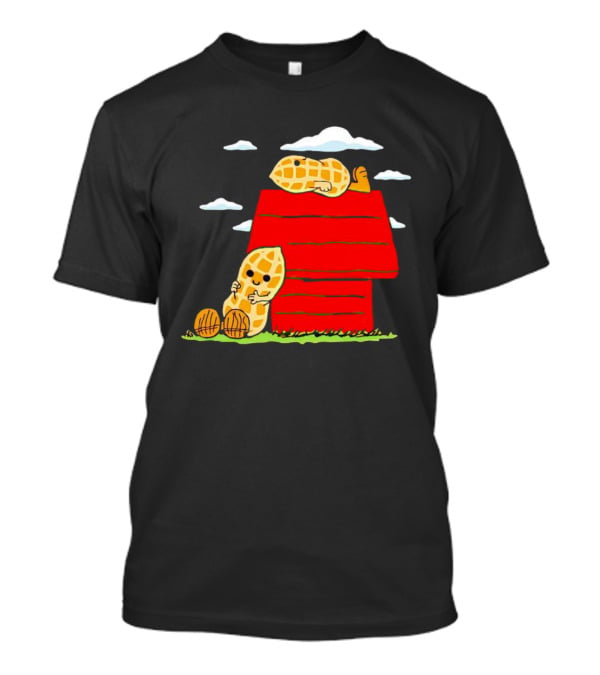Peanuts Mashup Snoopy Red House Peanut Characters On Doghouse T-Shirt