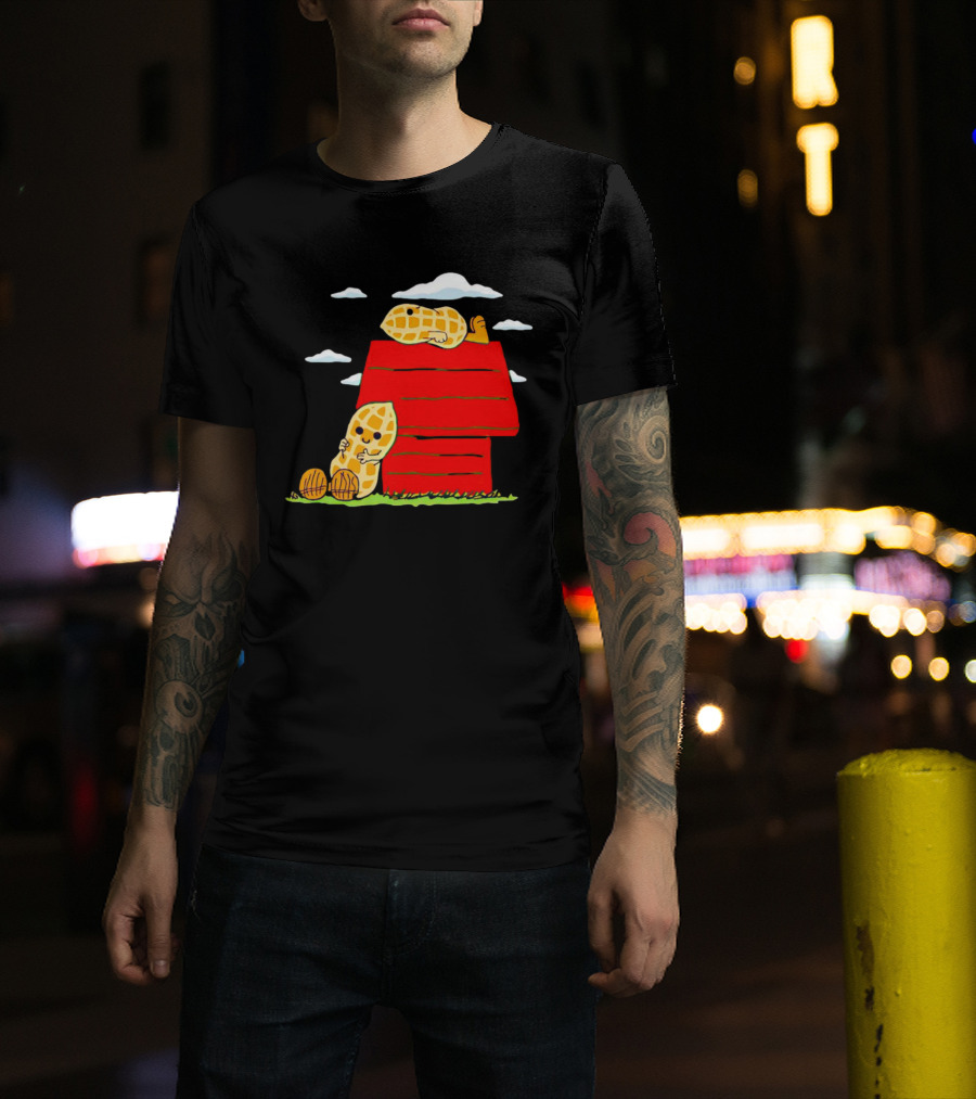 Peanuts Mashup Snoopy Red House Peanut Characters On Doghouse T-Shirt