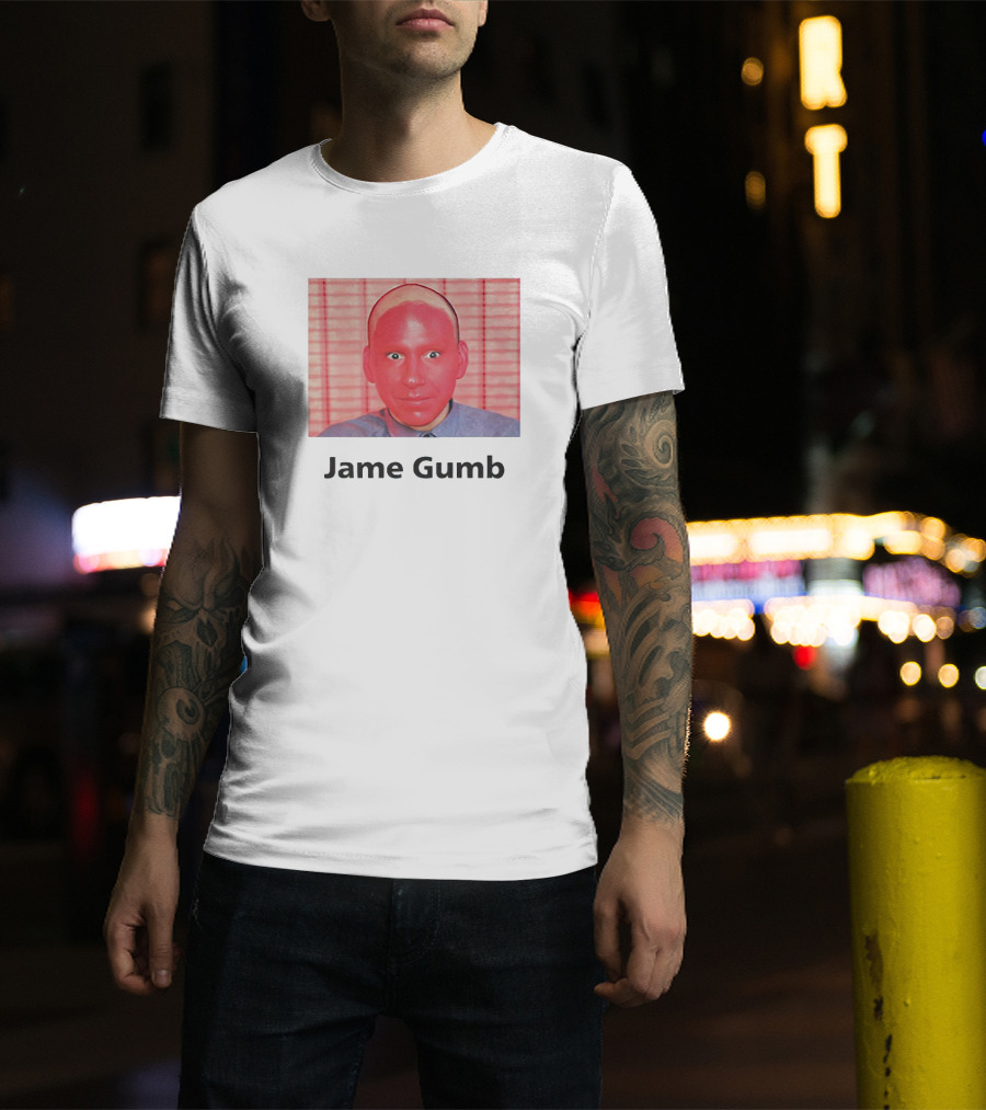 Jame Gumb Red Face Image With Red Background Blinds T-Shirt