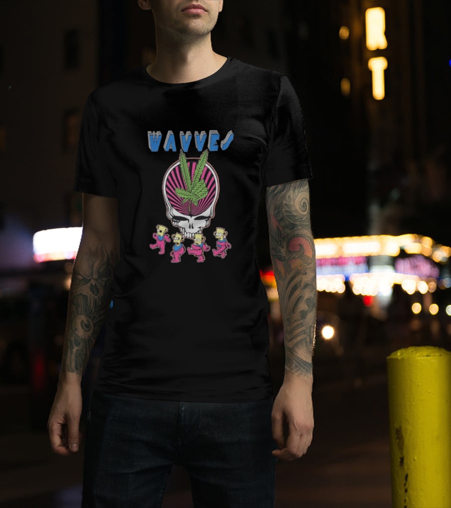 Wavves Psychedelic Skull With Dancing Bart Figures T-Shirt