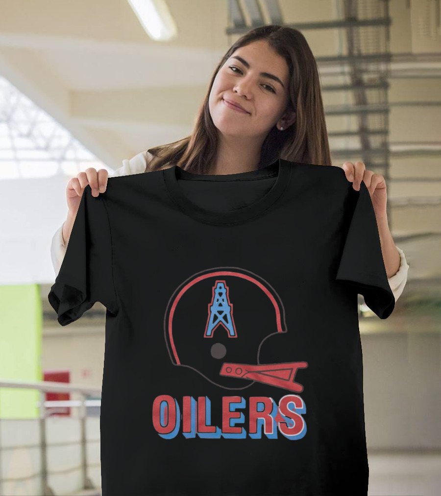 Oilers Football Helmet With Tower T-Shirt