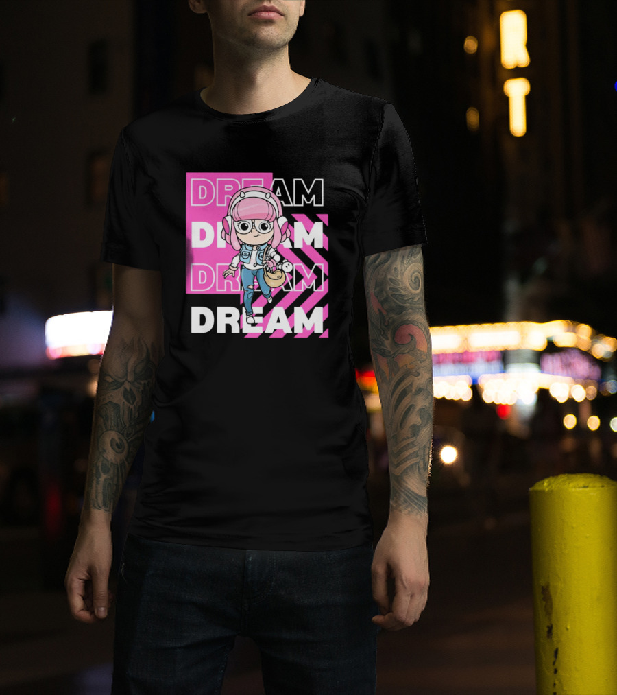 Dream Remix Pink Headphones Girl T-Shirt