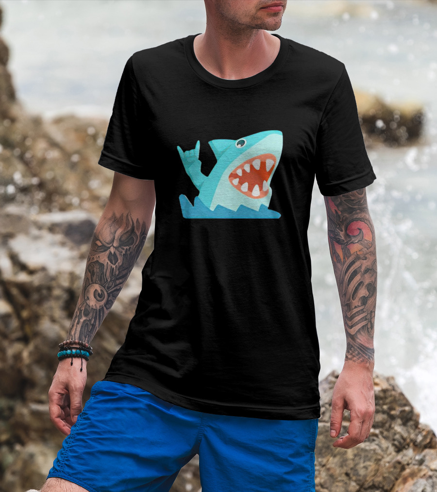 Shark Devil Horns Rock Gesture T-Shirt