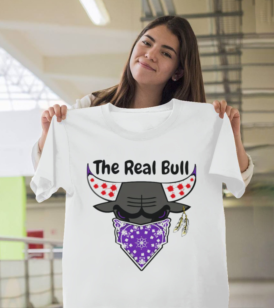 The Real Bull Purple Bandana Horns With Red Accents T-Shirt