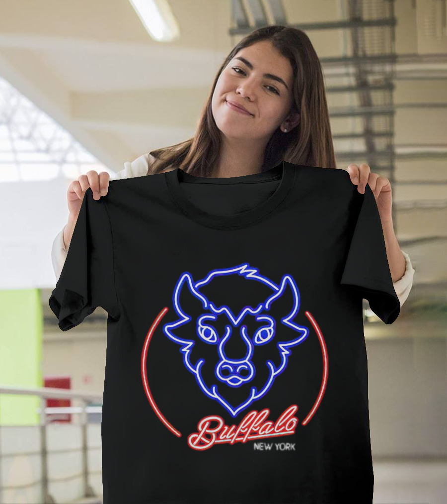 Buffalo New York Neon Bison Head T-Shirt