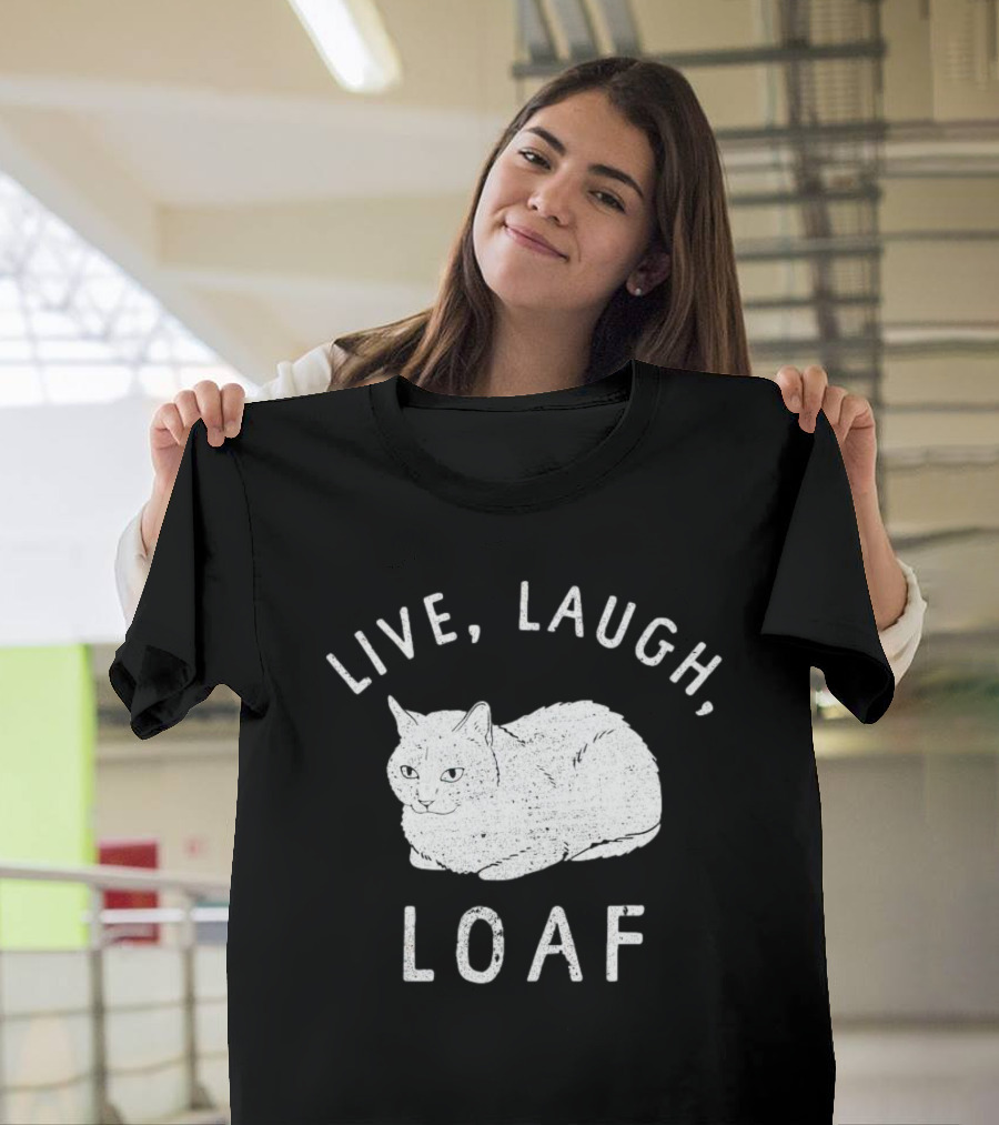 Live Laugh Loaf Cat Minimalist T-Shirt