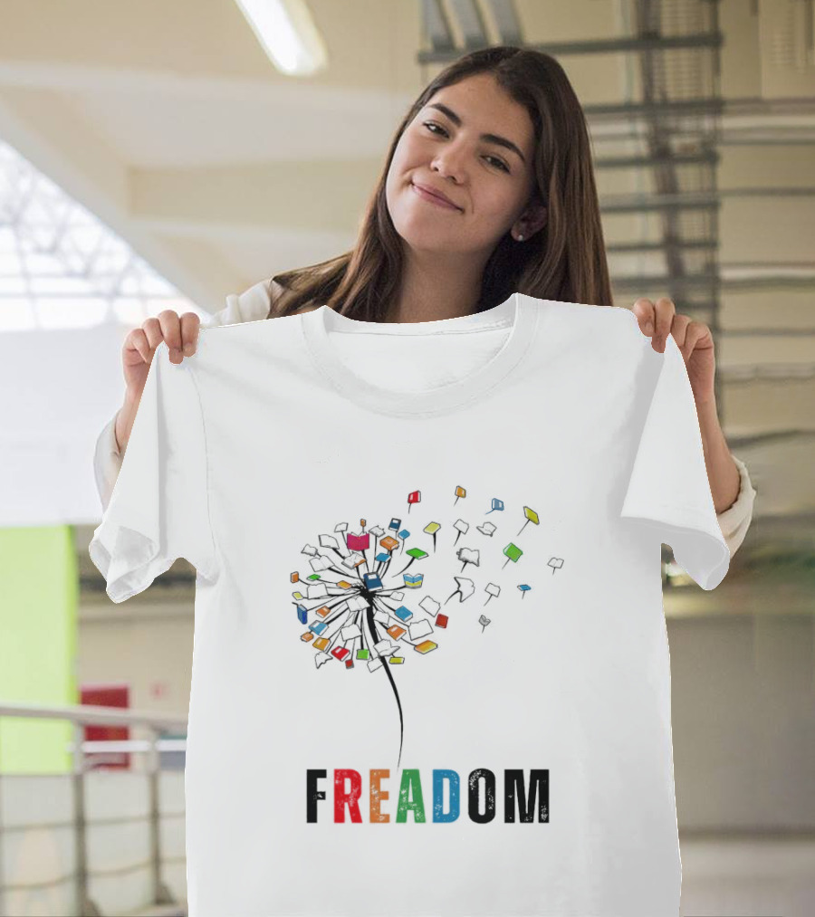 Dandelion Freadom Book Colorful Bloom T-Shirt