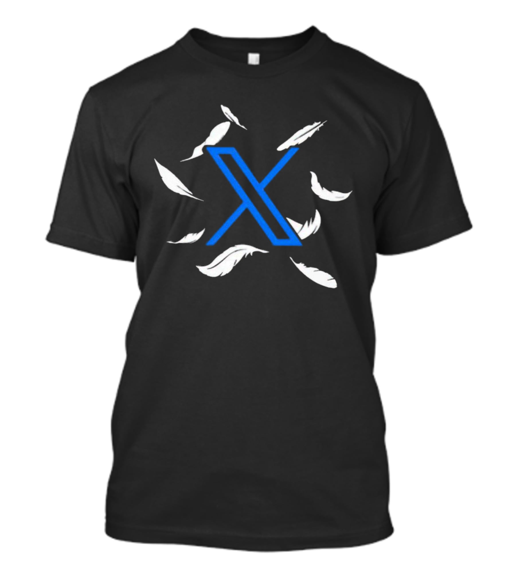 Native American Twitter Blue X With Feathers T-Shirt