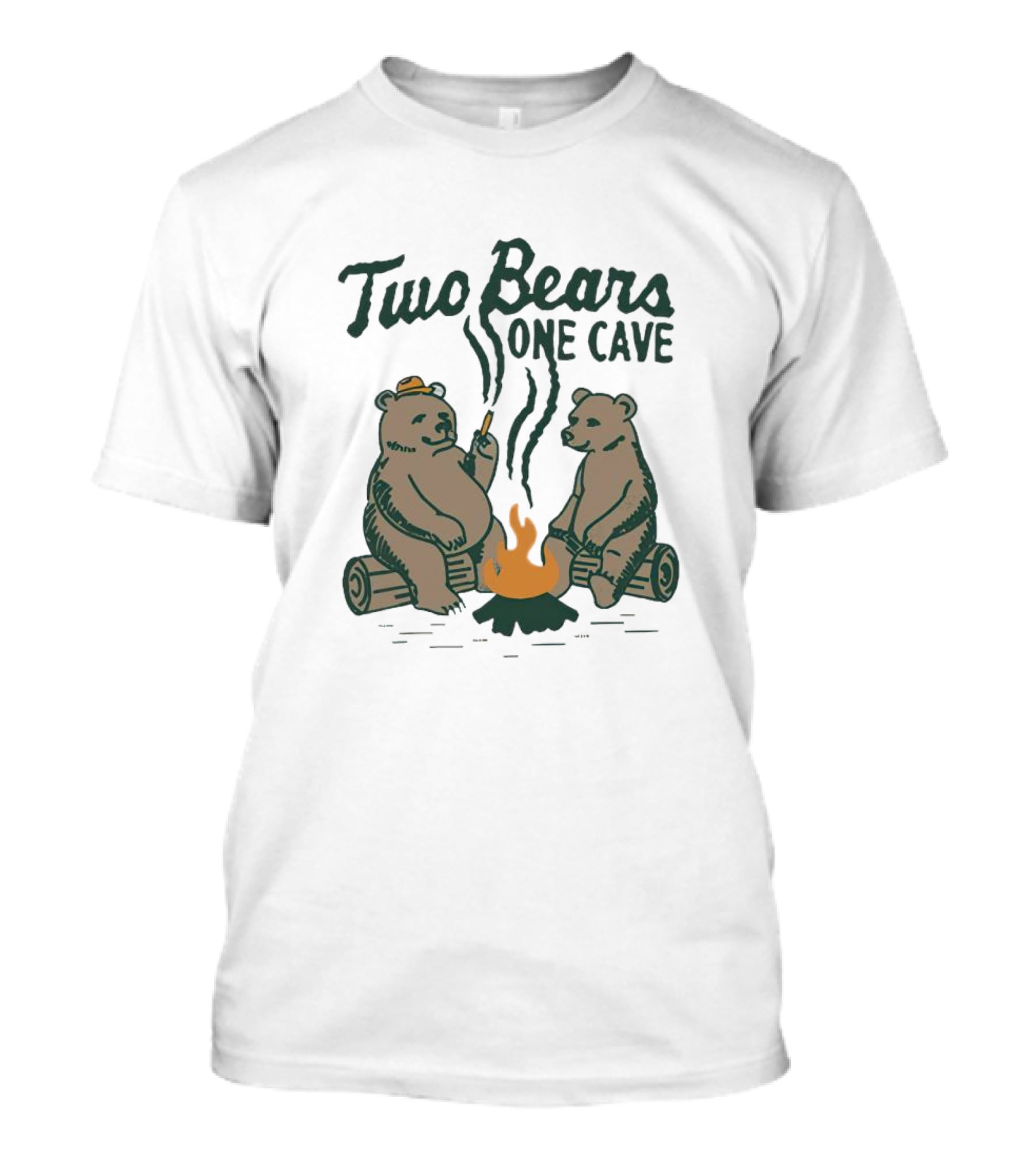 Two Bears One Cave Campfire Logs And Flames T-Shirt