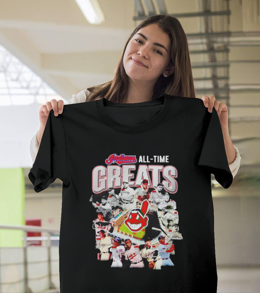 Indians All-Time Greats Players Signature Baseball Legends T-Shirt