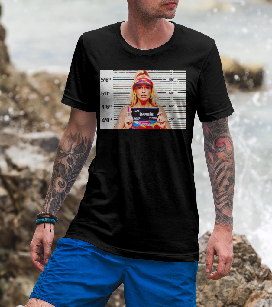 LAPD Barbie Mugshot Colorful T-Shirt