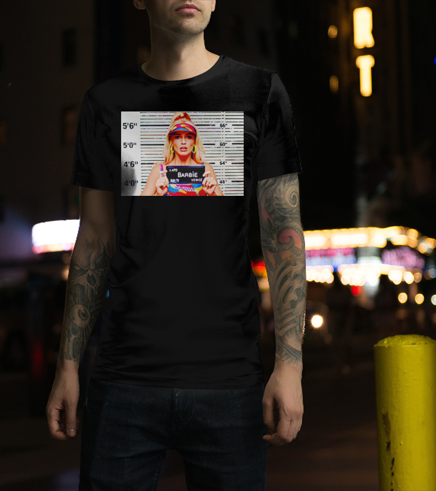 LAPD Barbie Mugshot Colorful T-Shirt
