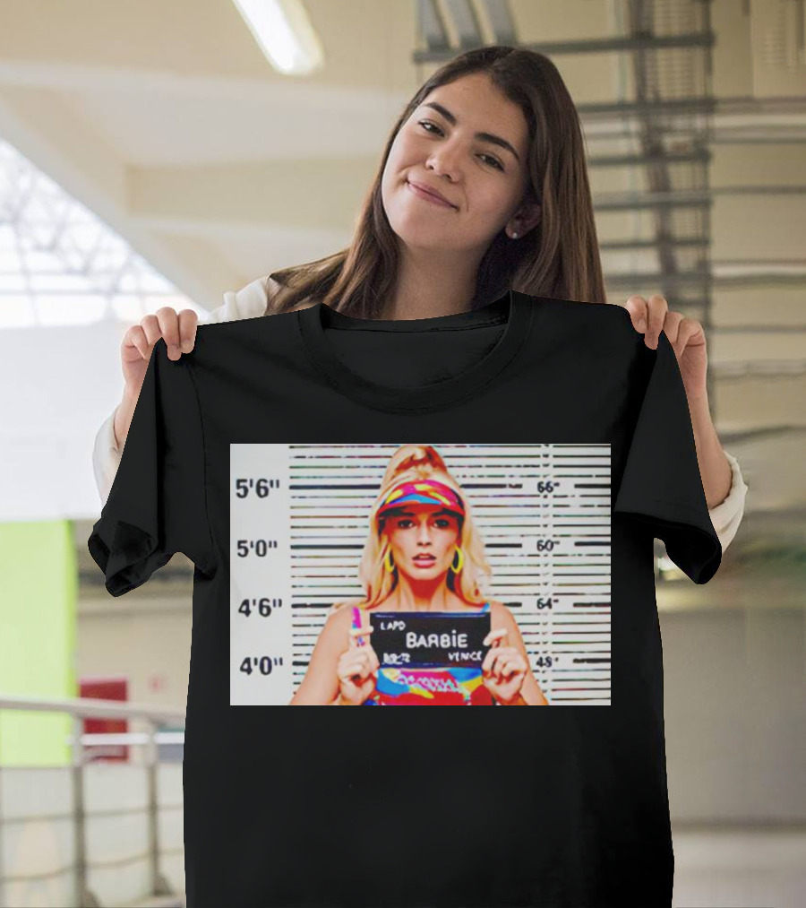 LAPD Barbie Mugshot Colorful T-Shirt