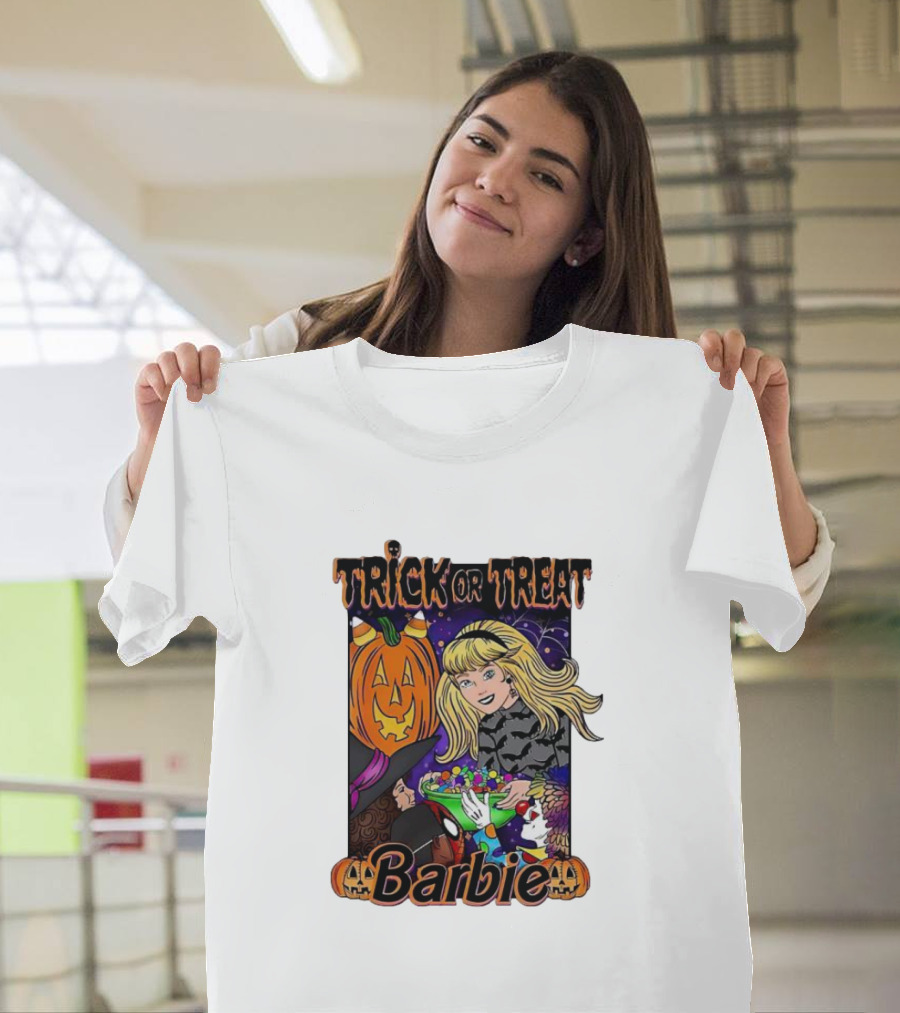 Trick or Treat Barbie Halloween Pumpkin Candy Bowl T-Shirt