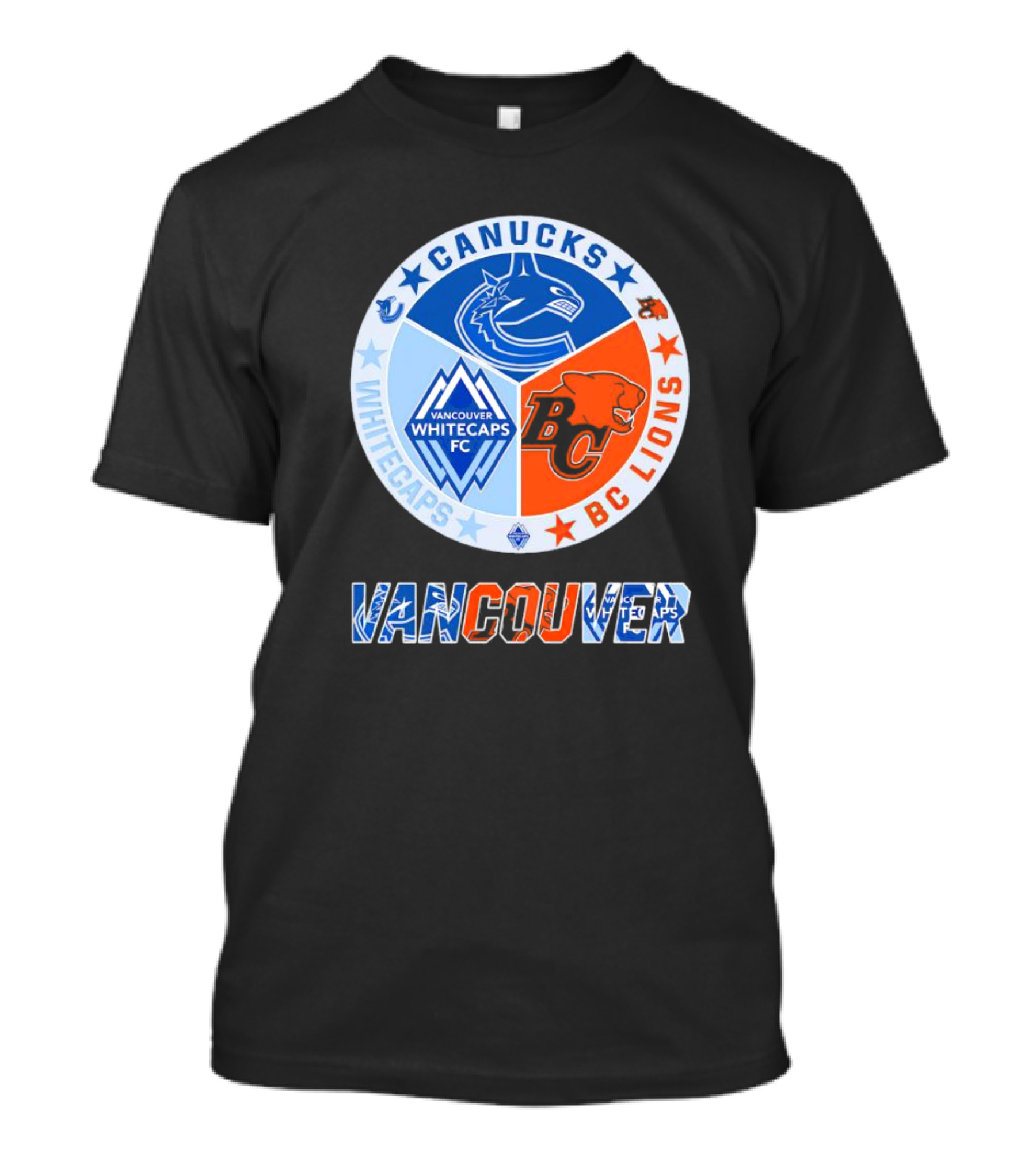 Vancouver Canucks Whitecaps BC Lions Sports Team T-Shirt