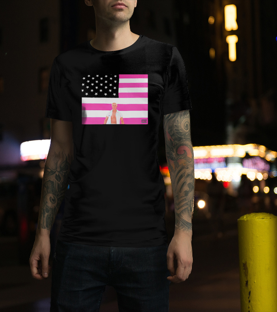 American Flag Barbie Ken Pink T-Shirt