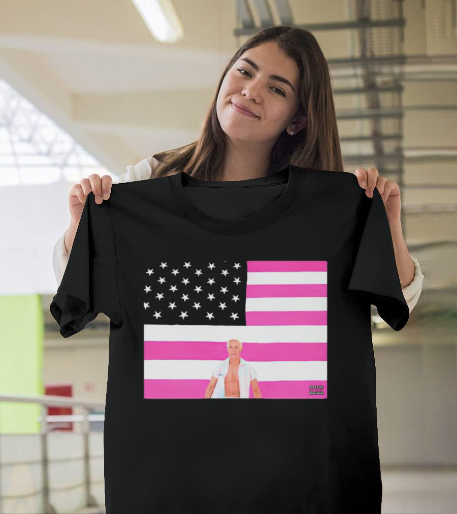 American Flag Barbie Ken Pink T-Shirt