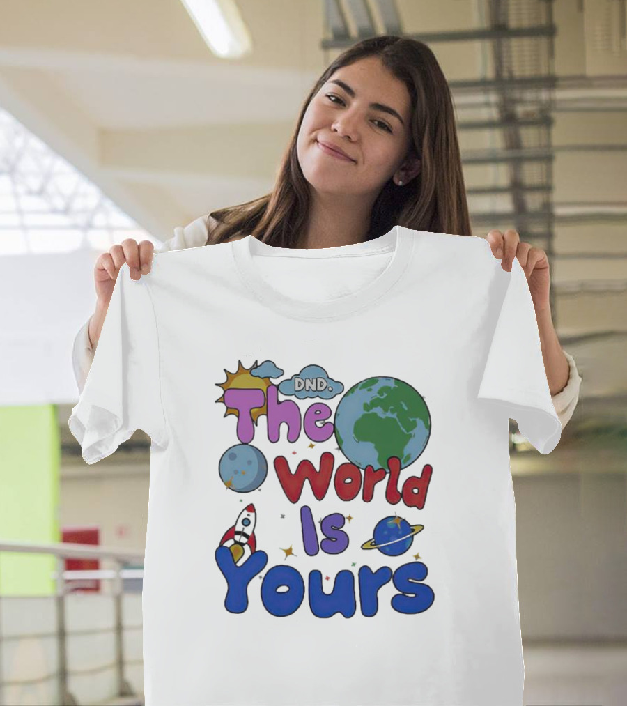 Dnd The World Is Yours Earth Moon Rocket Saturn T-Shirt