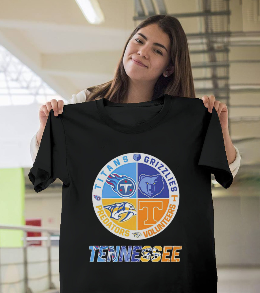Tennessee Titans Grizzlies Predators Volunteers Sports Team T-Shirt