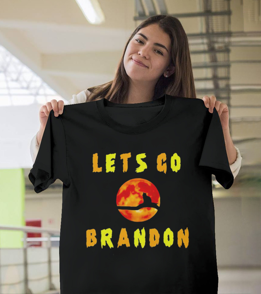 Lets Go Brandon Cat Halloween Moon T-Shirt
