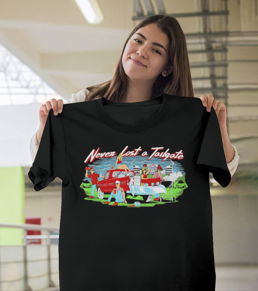 Never Lost a Tailgate Columbia Classic Truck and Party Scene T-Shirt