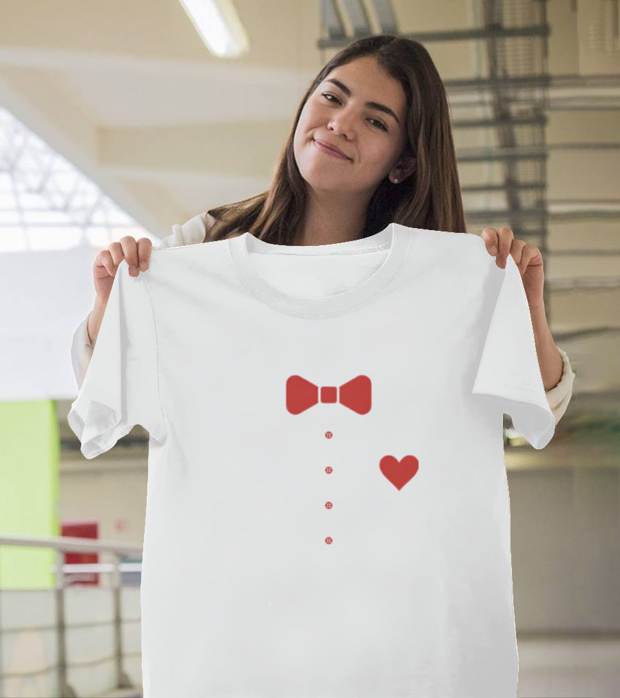 Pee Wee Bow Tie Red Heart Buttons T-Shirt