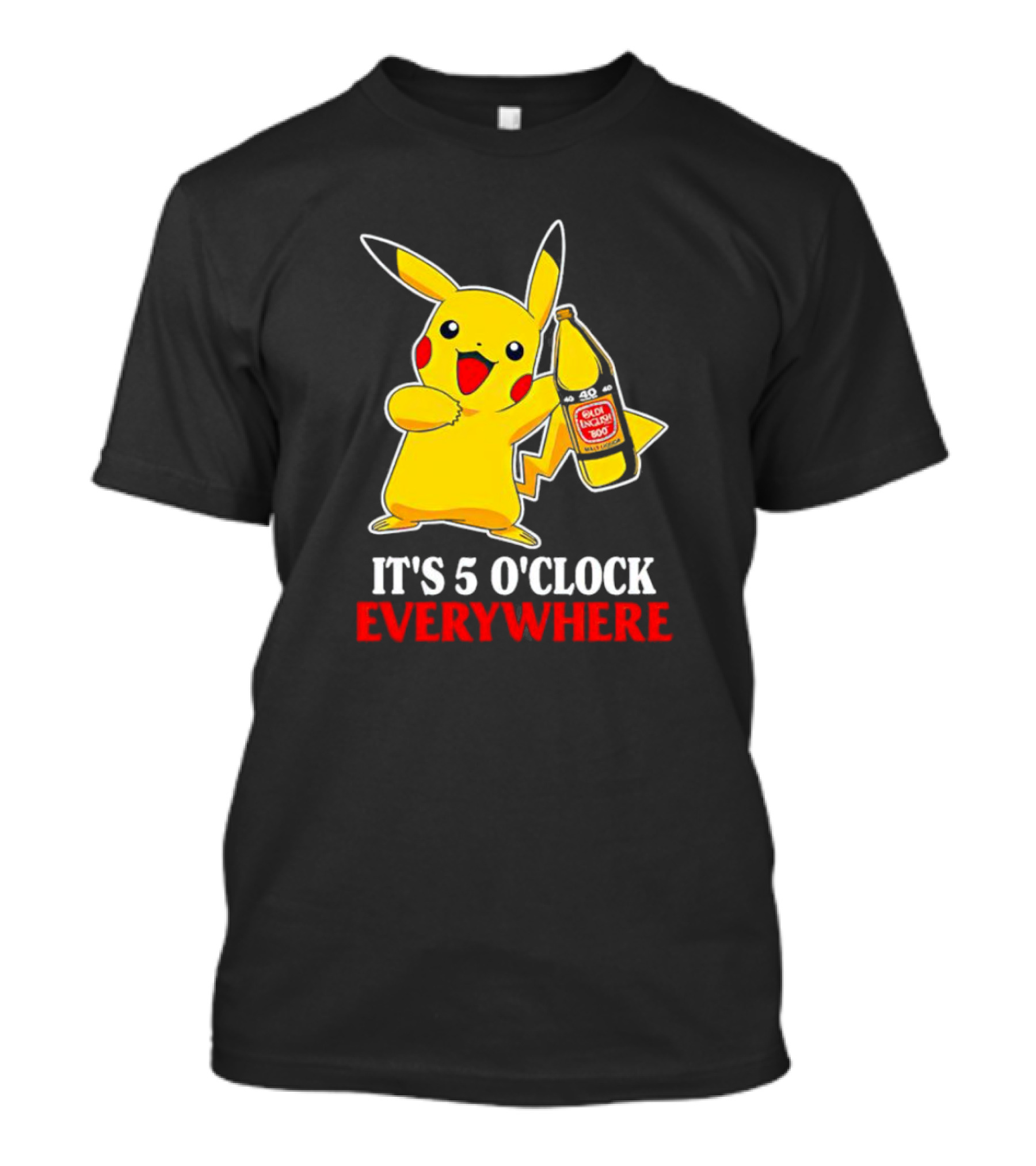 Pikachu It's 5 O'Clock Everywhere 40 Oz Golden Throat Rocket T-Shirt