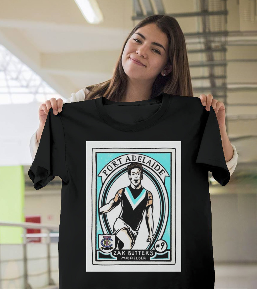 Port Adelaide Zak Butters #9 Midfielder Card T-Shirt