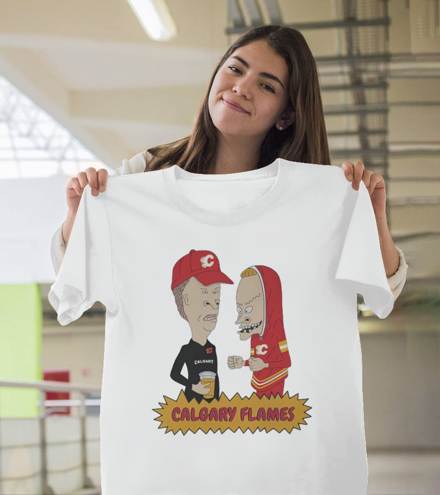 Beavis And Butt-Head Calgary Flames Hockey Fan Characters T-Shirt